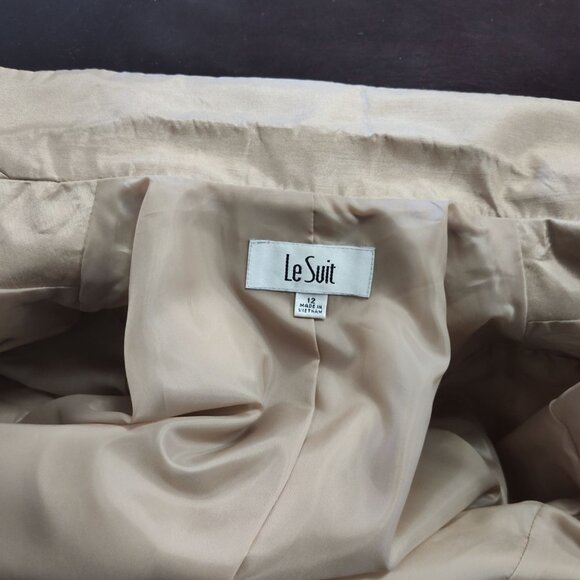 Vintage Le Suit 2 pc Gold Dress and Open Front Jacket Formal Women Size 12 FLAW - Picture 12 of 12